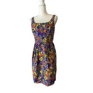 Shoshanna Size 8 Retro Dress Neon Design Knee Length 80s